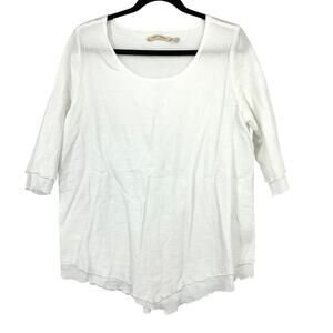 Soft Surroundings Siesta Key Gauze Tunic Top Womens Sz L White Half Sleeve